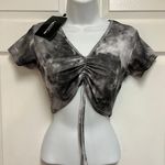Pretty Little Thing Grey Tie Dye Cropped Top Photo 0