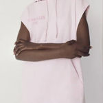 ZARA Dress Womens Small Pink Los Angeles Sweatshirt Hooded Mini Photo 0