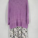 CJ Banks Women's Floral Knit Sweater Midi Dress Set 2 Piece Purple White Size 1X Photo 6