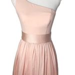Vera Wang White One Shoulder Bridesmaid Dress with Satin Sash in Blush Photo 85