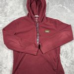 L.L.Bean  Womens Fleece Pullover Hoodie Small‎ Red Aztec Trim 1/4 Snap Photo 0