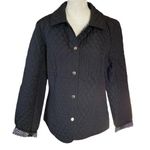 Briggs New York women's M black quilted long sleeve collared snap front jacket Photo 0