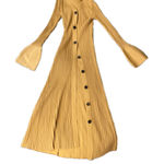 Proenza Schouler Ribbed Knit Long Sleeve Maxi Cardigan Dress Mustard Yellow S Photo 0