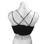 Free People  Madonna Black Velvet Floral Lace Strappy Cami Bralette Top Size M Photo 2