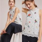 Anthropologie  Maeve White Floral Lace Macie High Neck Tank Top Photo 1