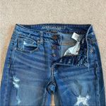 American Eagle Tom girl button front distressed blue jeans in size 0 Photo 2