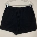 Solid Black Raw Hem Cotton Pull On Shorts Size L Size L Photo 2