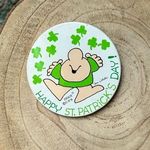 Vintage American Greetings Ziggy four leaf clover holiday accessories pin Green Photo 0