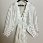 ACLER Wonastow Long Sleeve Pleated Satin Maxi Dress in Ivory Size US 4 White Photo 7