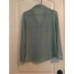 Peach Royal Women's Green Long Sleeve Full Zip Sheer Shirt Blouse Size Small Photo 7
