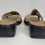 Clarks Womens Sandals Size 7.5 Tan Leather Open Toe Platform Slip-Ons 74333 Photo 2