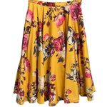 Modcloth  Yellow Ikebana Floral Skirt Size XS A Line Twirl Midi Pockets Photo 0