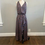 Avec Les Filles  Floral Print Sleeveless Wrap Dress Size Medium Navy Combo‎ Midi Photo 1