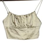 ZARA Satin Effect Sleeveless Ruched Crop Top Spaghetti Straps XS Champagne #3744 Photo 14