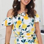 Who What Wear Lemon Print Tie Front Off The Shoulder Shirt Size Medium Photo 1