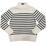 J.Crew Ivory Black Cotton Turtleneck Sweater in Stripe Size XS NWT Photo 1