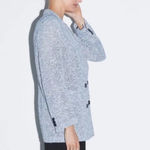 ZARA DOUBLE BREASTED BLUE & WHITE TEXTURED WEAVE KNIT BLAZER SIZE SMALL Photo 1