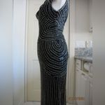 Parker Black Fully Beaded Art Deco Evening Gown Mesh Illusion Maxi Dress Size 4 Photo 7