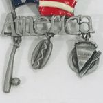 Danecraft American Flag, Bat, Hot Dog and Pie Pin, Silver Photo 1