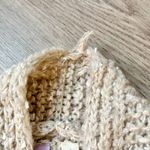 Alya  Floral Chunky Knit Sweater Cardigan Embroidered Flowers in Cream Size S Photo 4