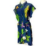 Saturday Club Navy Blue Tropical
Floral Shirt Dress L Size L Photo 2