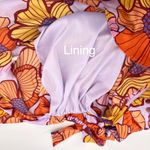 Adrienne  London Floral Satin Print Tie Neck Blouse Large Top Lined‎ Retro Bright Photo 5