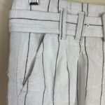 Abercrombie & Fitch  Linen Belted High Waist Black &‎ White Stripe Shorts Sz Sml Photo 4