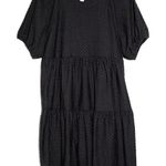 J.Crew Womens  BK512 Clip-Dot Black Pullover Tier Short Sleeve Midi Dress Size S Photo 0