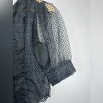 ZARA  Womens Sheer Polka Dot Organza Blouse White Collar Crystal Buttons S NWOT Photo 4