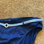 Nautica NWOT NEW  Dark Blue Turquoise White Belted Belt Swimwear Bikini BOTTOM 14 Photo 3