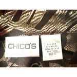 Chicos Size 2 Black Gold Silk Blend Floral Sheer Jacket Artwear Style City Style Brown Photo 5