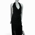 Vintage 80s Climax for David Howard Karen Okada Black Halter Fringe Gown 16 EUC Size undefined Photo 0