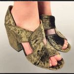CAbi Olive Velvet Block Heels US Size 7” Photo 0