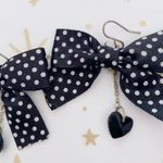 Boutique Black polka dot Bow Dangle Earrings Photo 2