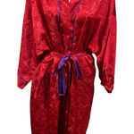 Victoria's Secret Vintage  Gold Label Womens Red Floral Kimono Tie Robe One Size Photo 0