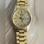 Seiko  SQ Ladies Watch Vintage Gold Plated Bracelet Gold Dial Day Date Windows Photo 1