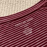 American Eagle Soft & Sexy Striped V-Neck Long Sleeve Shirt Small Maroon FLAWS Photo 1