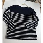 Gap  Womens Medium Sweater Boat Neck Ribbed Cotton Knit Striped Coastal Blue Photo 6