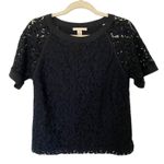 Banana Republic  Black Lace Lined Blouse Top Raglan Sleeves Nylon Blend  Sz M Photo 1