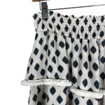 Vintage Havana Mini Skirt Womens M Cream Blue Smocked Tiered Fringe Cottagecore Size M Photo 1