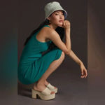 MOTHER Chin Ups Midi Dress Ribbed Tank in Move It Cadmium Green Size XS Photo 14