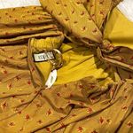 Eddy Jocelyn Puff Sleeve Fringe Dress in Honeycomb Rose Floral Medium NWT Gold Photo 8