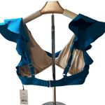 Shade & Shore  Women's Teal Blue Ruffle Bralette Bikini Top - Size 36B - NWT Photo 2