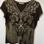 Blue Canyon Women’s Henley Tee Size Medium Brown Y2K Fairycore Earthy Photo 0