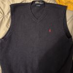 Ralph Lauren  Sweater Blue Knit Navy V-Neck Cable Photo 3
