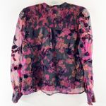 Evereve  Long Sleeve Floral Velvet Embroidered Blouse Top Purple Black XS Photo 1