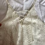 ASTR the Label Womens XS White Ivory Lace Up Crochet Mini Dress Floral Photo 1