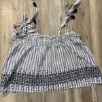 Old Navy Blue and white striped tank top with adjustable straps and tie-up detail Photo 1