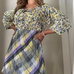 Nordstrom 70s inspired yellow and purple milkmaid dress Photo 3