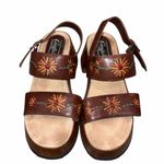 Candie's Vintage Candie’s Brown Leather Wooden Platform Sandals Shoes size 8 90’s Y2K Photo 2